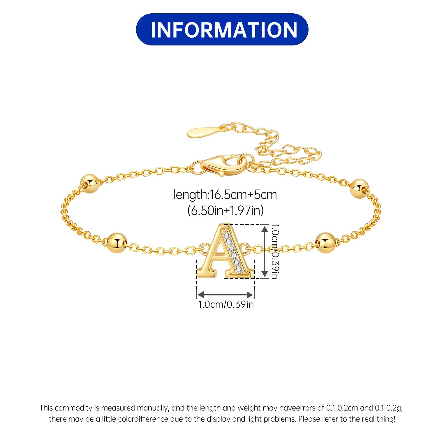 Electroplated 18K Real Gold Plated Brass Letter Bracelet For Women With Zircon Inlay 4