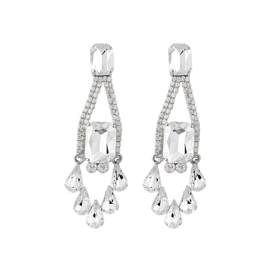 Gold Water Droplets Drop Earrings For Women With Copper And Crystal Inlay, Featuring 304 Stainless Steel Ear Pins 5