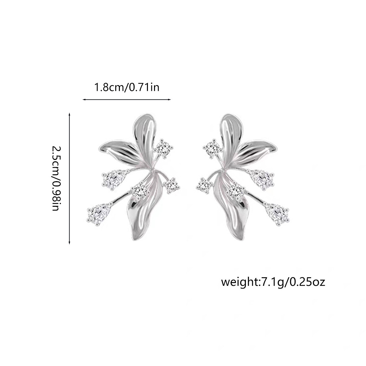 Golden Flowers Earrings For Women In Copper With Zircon Inlay, Elegant Floral Design Jewelry 5