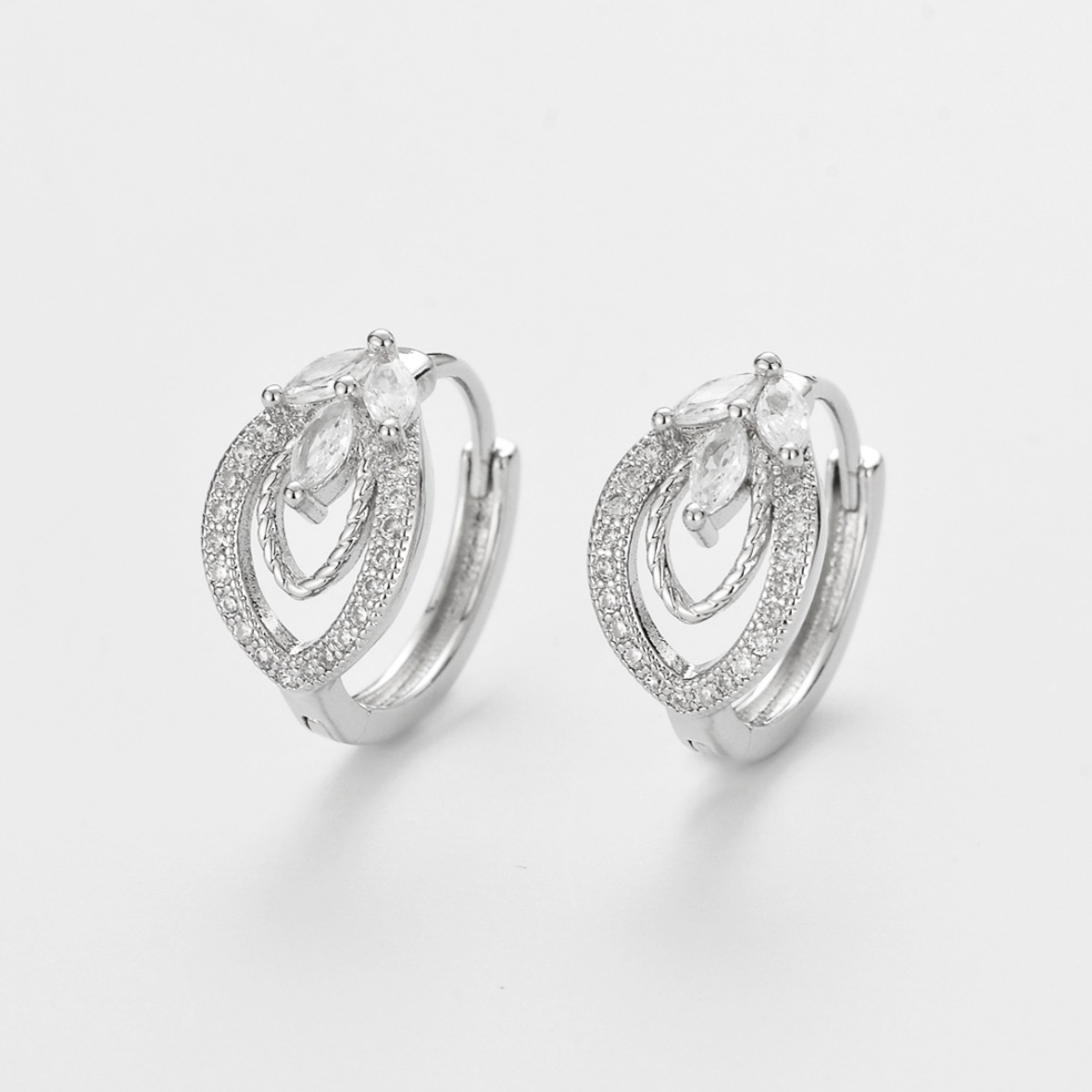 Golden Lace Earrings For Women In Copper With Zircon Inlay, Featuring Electroplated Craftsmanship 4