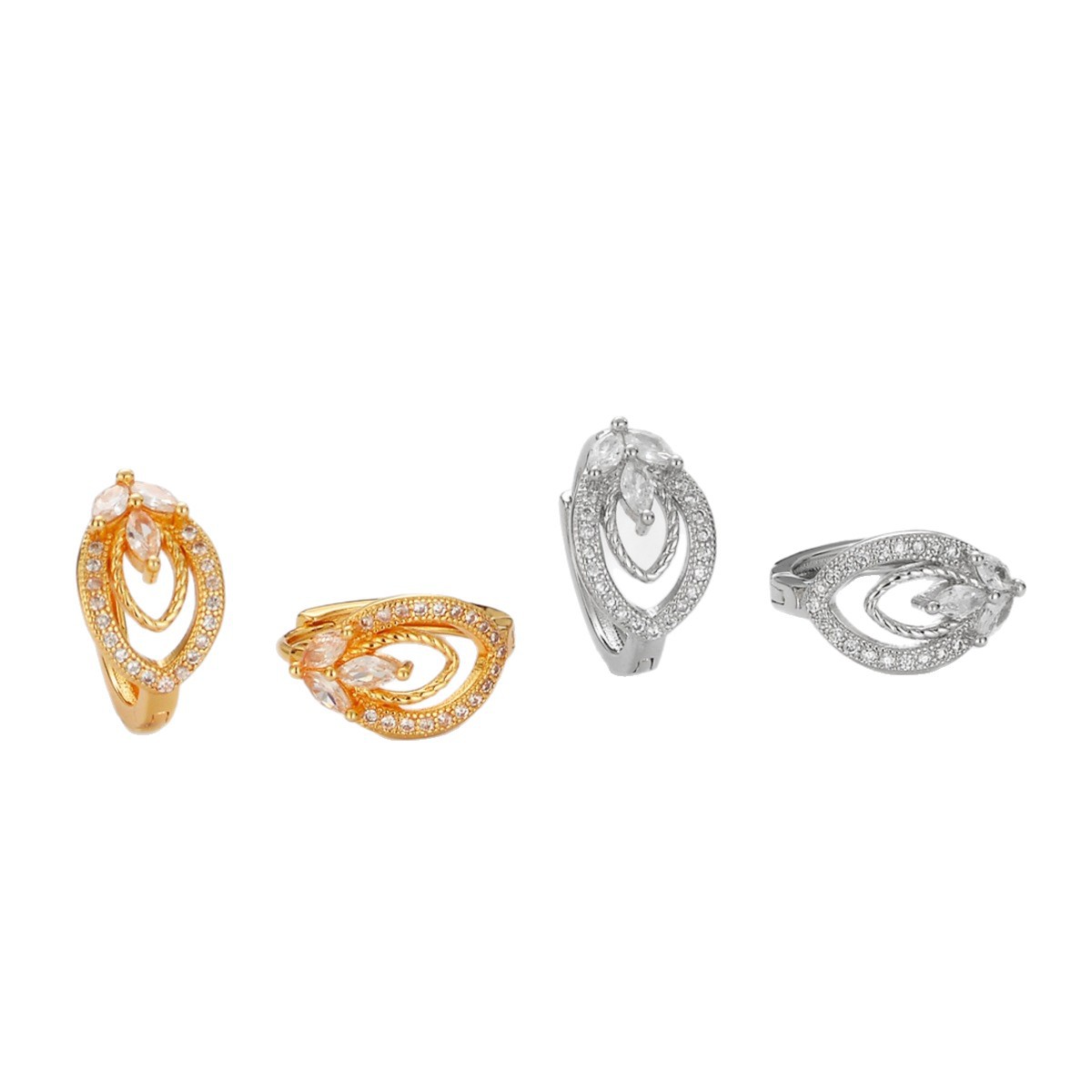 Golden Lace Earrings For Women In Copper With Zircon Inlay, Featuring Electroplated Craftsmanship 5