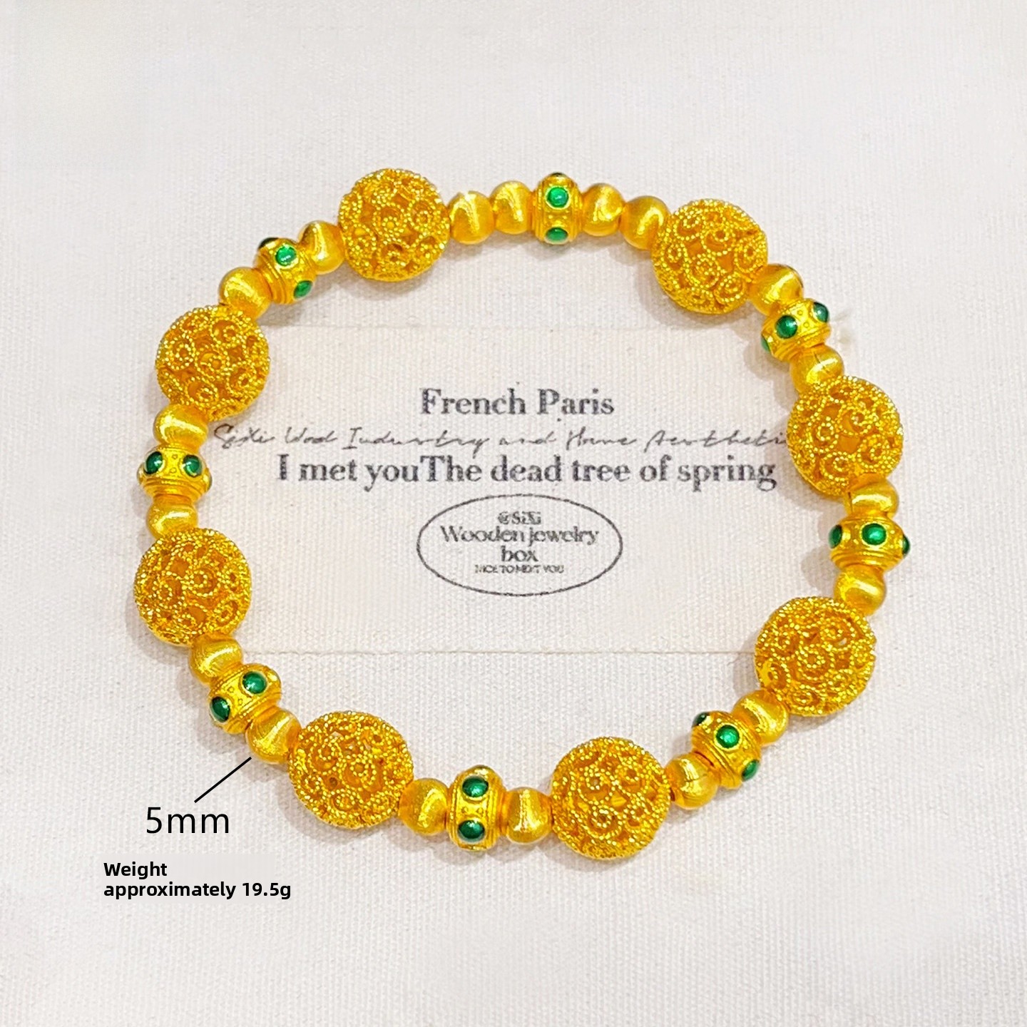 Golden Plated Copper Enamel Flowers Bracelet With Cat's Eye Stone Inlay For Women 5