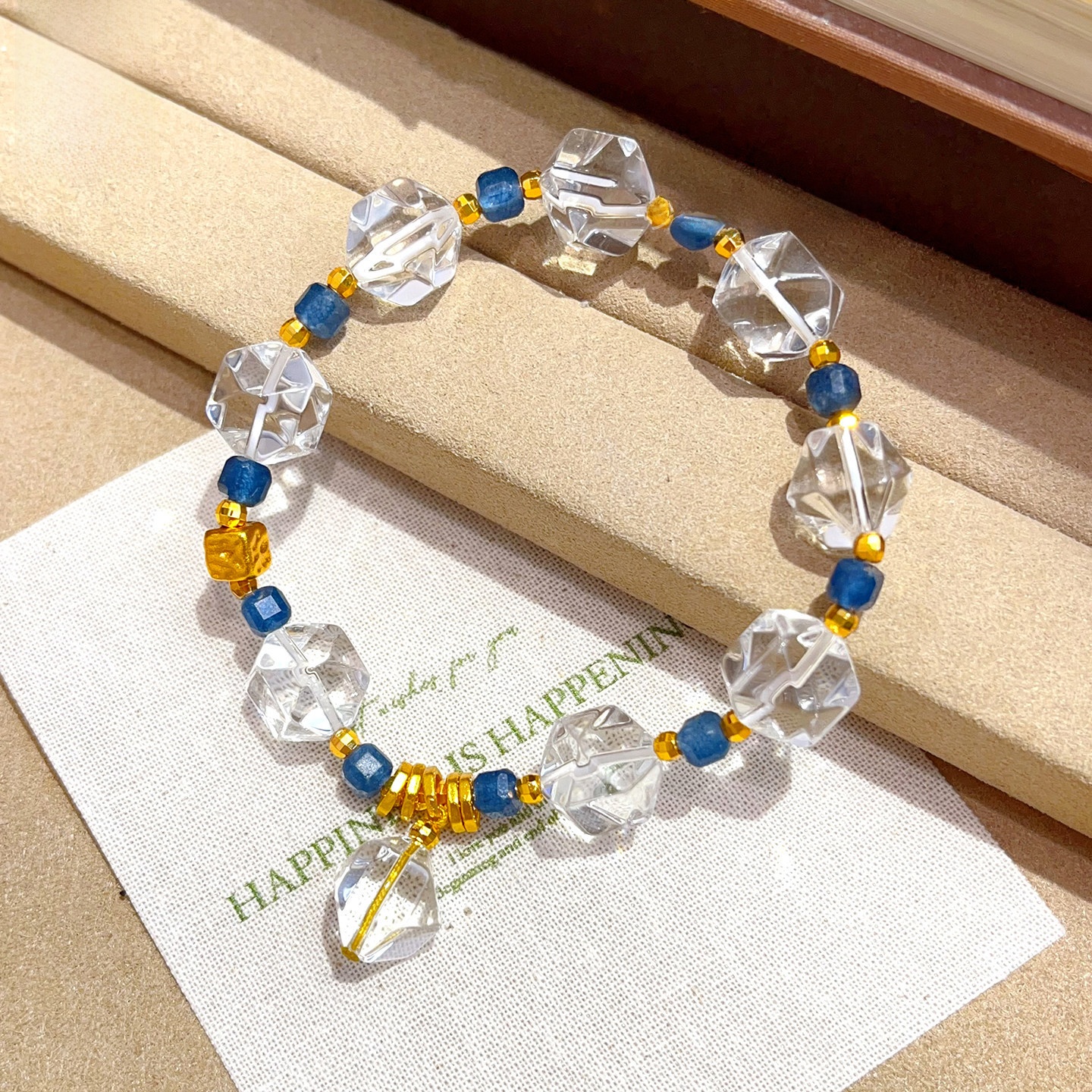 Golden Plated Copper Faceted Fruit Bracelet For Women With Natural White Pearl Accent 4