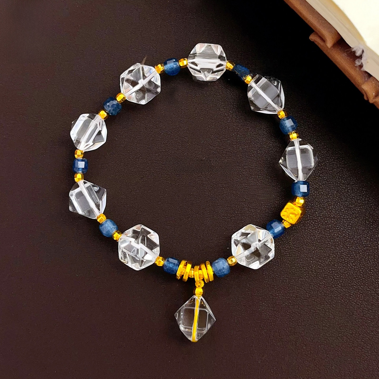 Golden Plated Copper Faceted Fruit Bracelet For Women With Natural White Pearl Accent 5