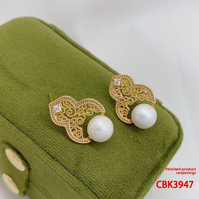 Gourd Earrings For Women Made Of Copper With Real Gold Plated And 925 Sterling Silver Posts Featuring Zircon Inlay 3