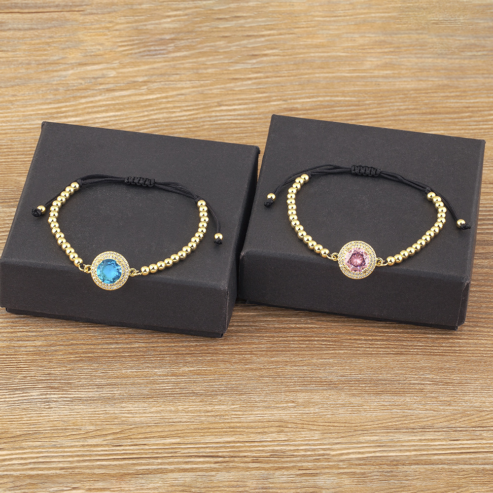 Luxurious Green Beading Bracelet For Women In Copper With 18K Real Gold Plated And Zircon Inlay 4