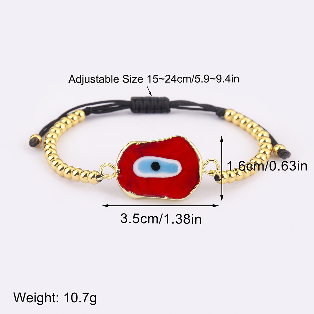 Devil's Eye Handmade Copper Bracelets With Beads Featuring Electroplated 18K Real Gold Plated Finish 5