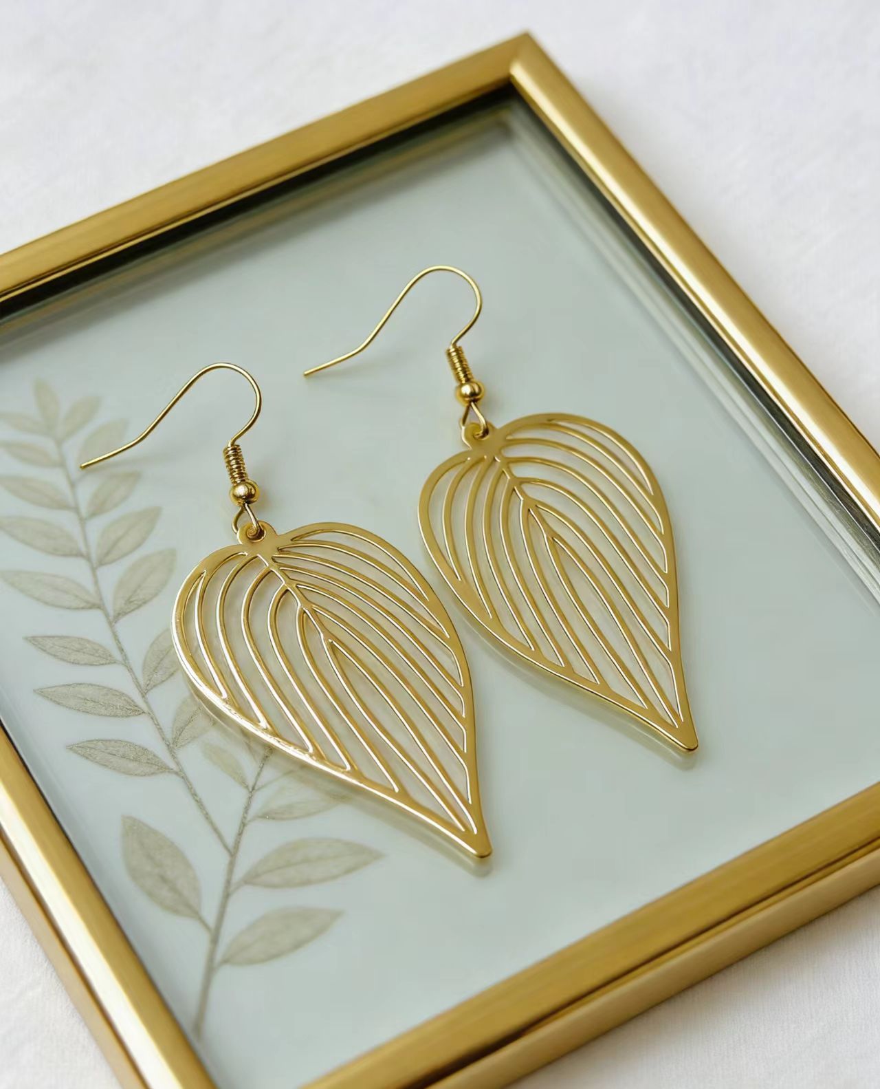 Handmade Copper Leaf Drop Earrings For Women, Elegant Nature-Inspired Jewelry 2