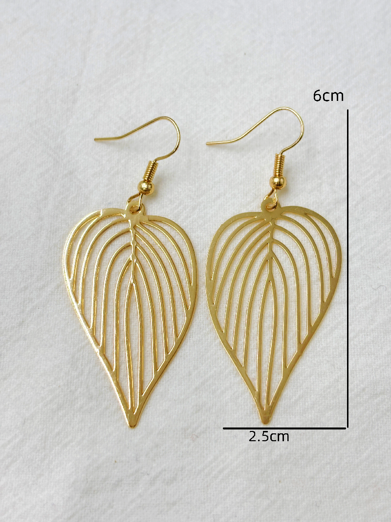 Handmade Copper Leaf Drop Earrings For Women, Elegant Nature-Inspired Jewelry 6