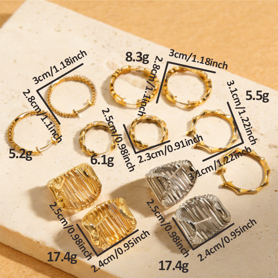 Handmade Folds Earrings For Women In Copper With 14K Real Gold Water Plating And Zircon Inlay 6