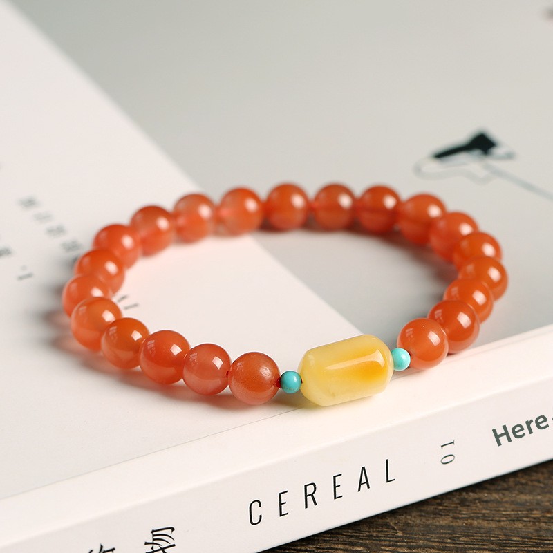 Handmade Geometric Agate Bracelets For Women Featuring Cherry Amber In Ethnic Style 2