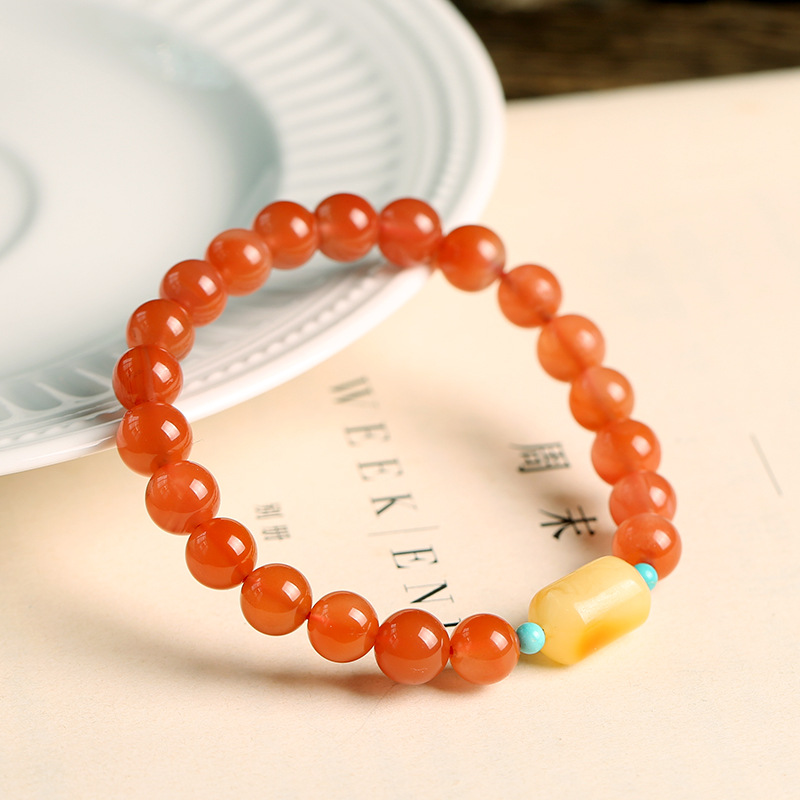Handmade Geometric Agate Bracelets For Women Featuring Cherry Amber In Ethnic Style 3