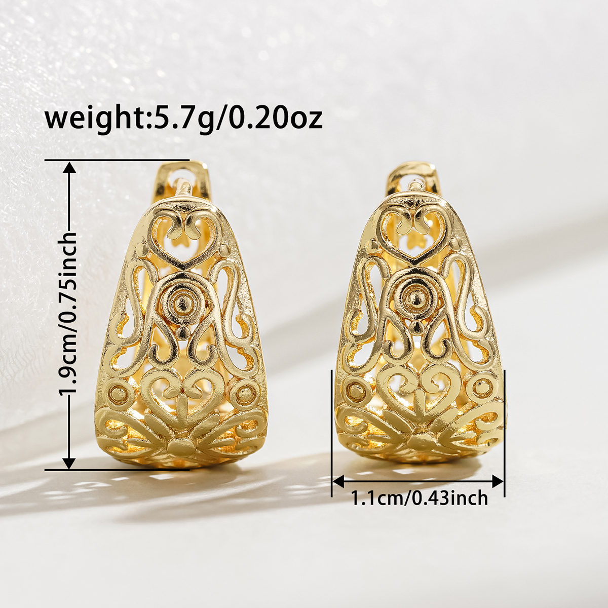 Handmade Geometric Copper Earrings For Women With 0.03µm KC Golden Water Plating, Elegant Drop Earrings 4