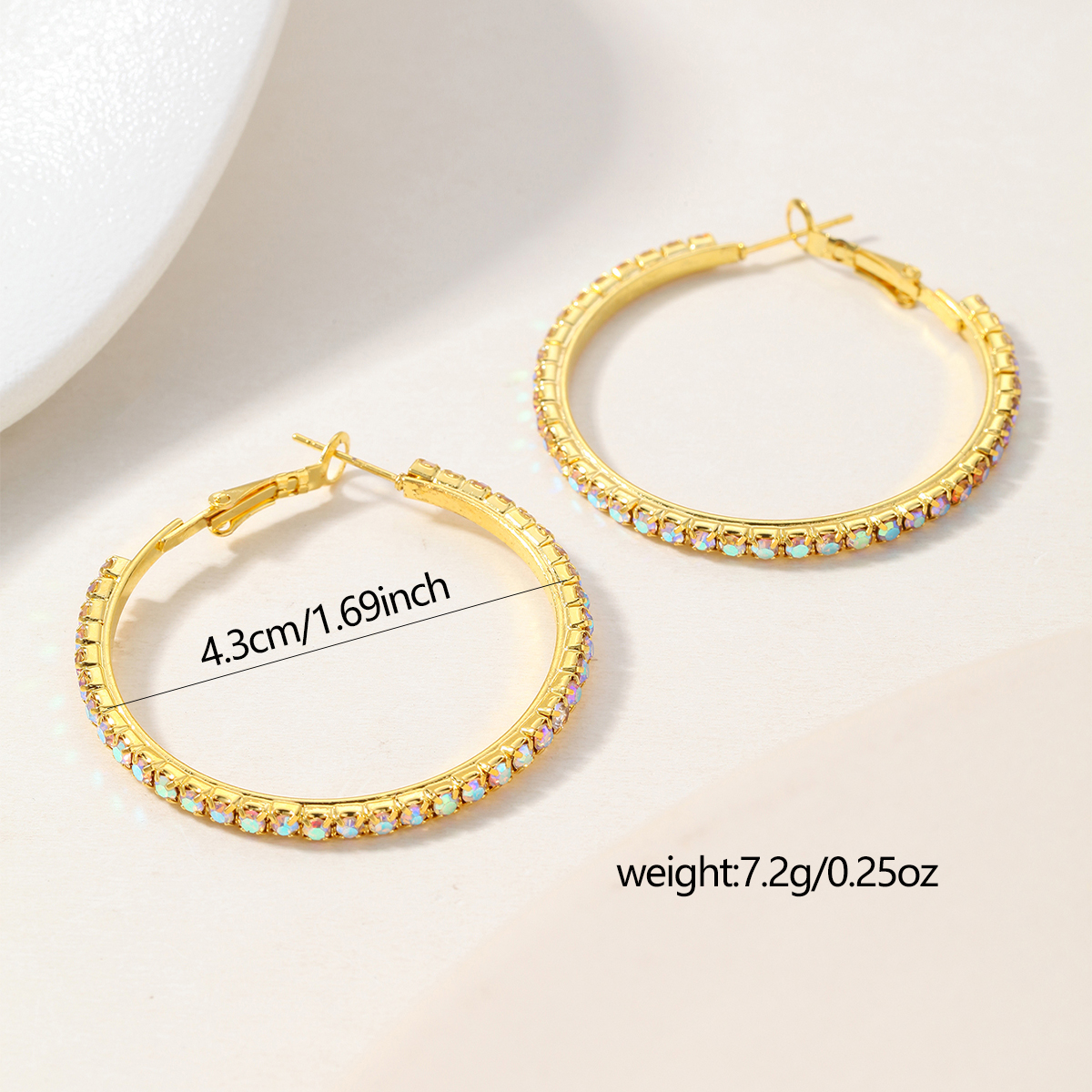 Handmade Geometric Earrings In Copper With 18K Real Gold Plated Water Plating And 0.03µm Thickness Featuring Rhinestones 5