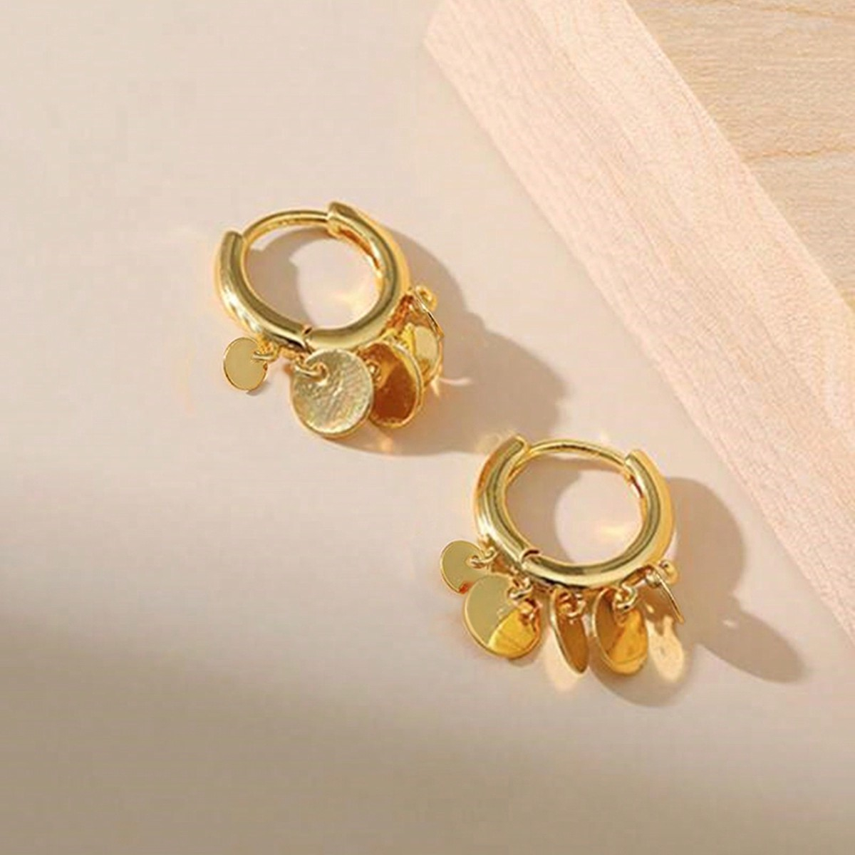 Handmade Geometric Drop Earrings For Women In Copper With KC Golden Water Plating And 0.03µm Thickness 3