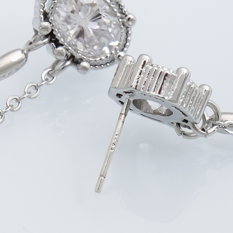 Handmade Geometric Earrings For Women In Copper With Platinum Plating And Zircon Inlay Featuring Water Plating Process 3
