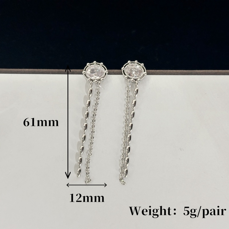 Handmade Geometric Earrings For Women In Copper With Platinum Plating And Zircon Inlay Featuring Water Plating Process 6