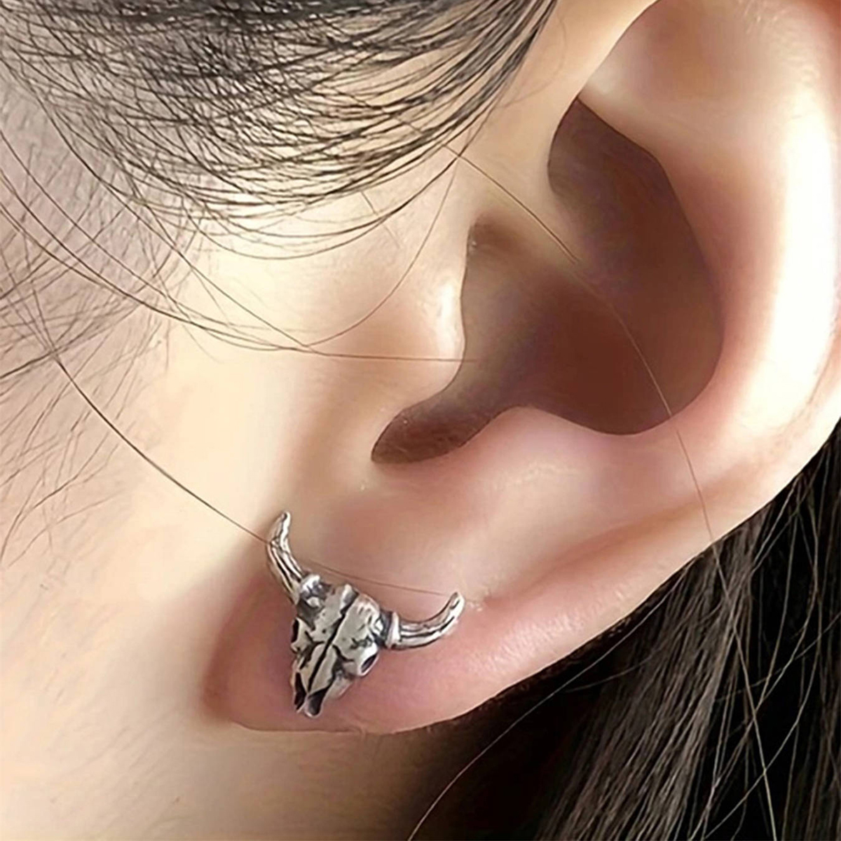 Handmade Geometric Stud Earrings For Women In Copper With White K Plated Water Plating And 0.03µm Thick Coating 4