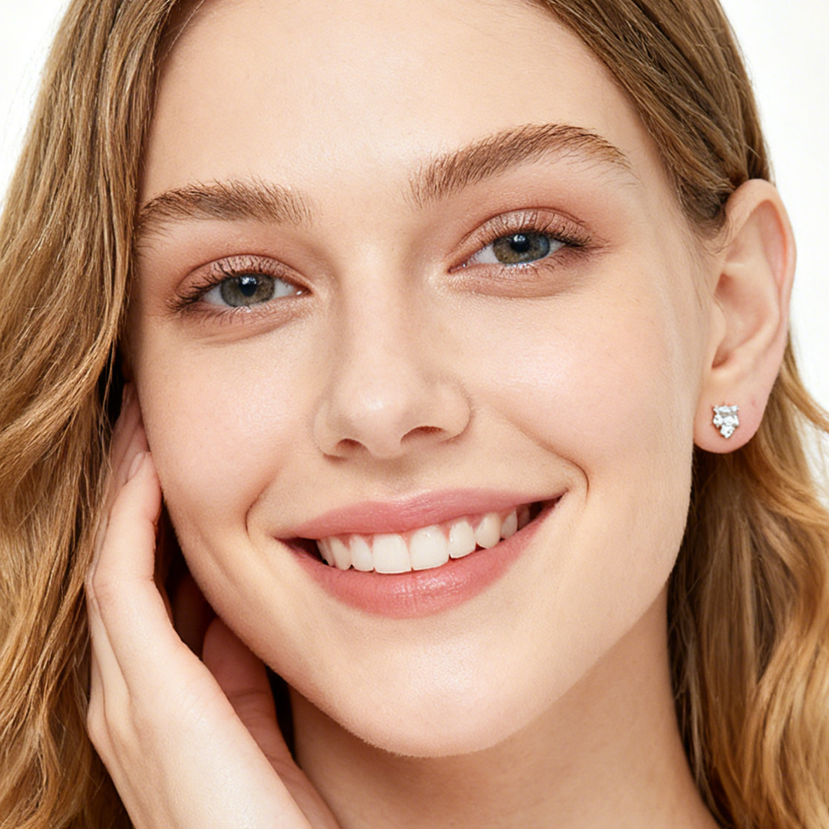 Handmade Geometric Stud Earrings For Women In Copper With 18K Real Gold Electroplated Finish And Rhinestone Inlay 5