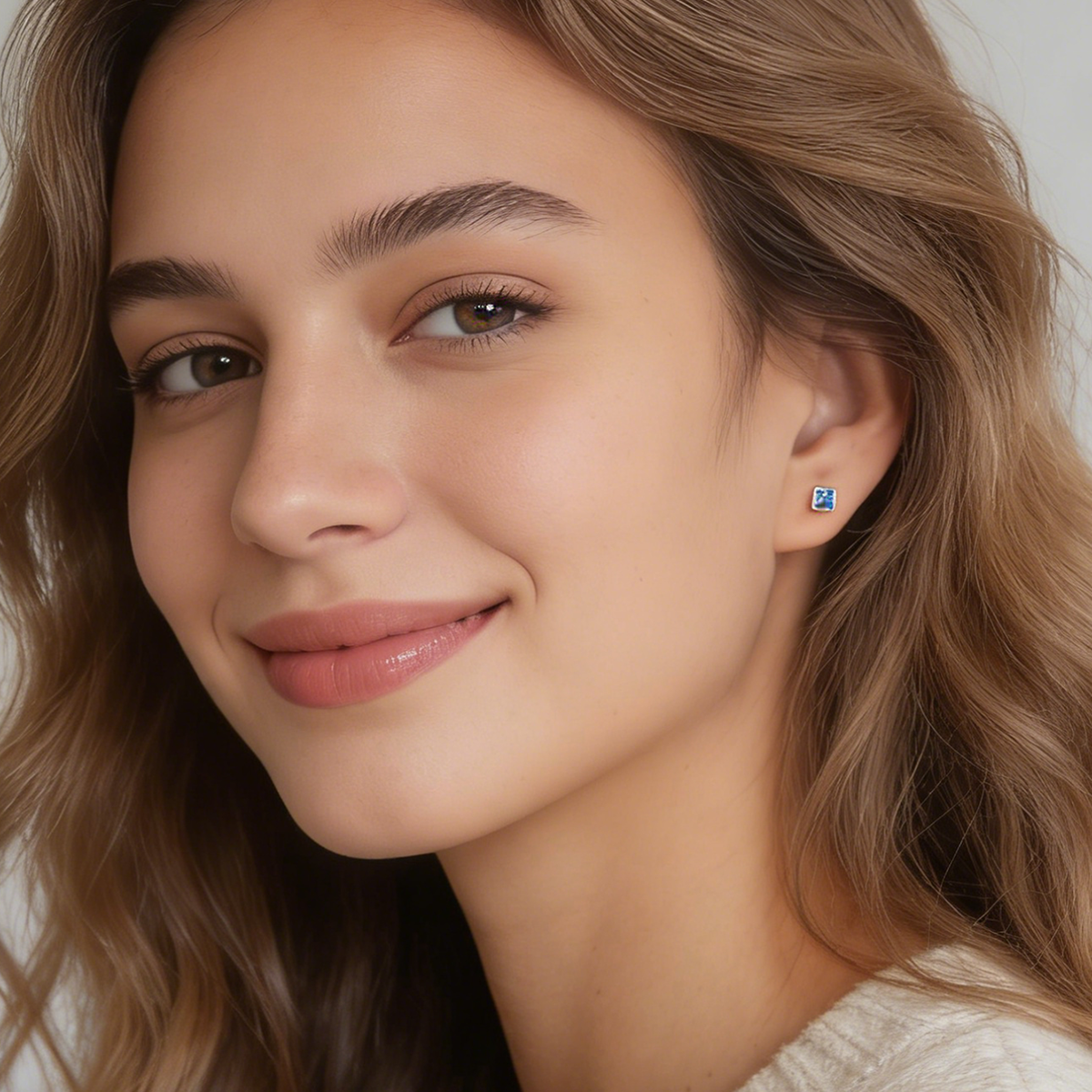 Handmade Geometric Stud Earrings For Women In Copper With 18K Real Gold Electroplated Finish And Rhinestone Inlay 8
