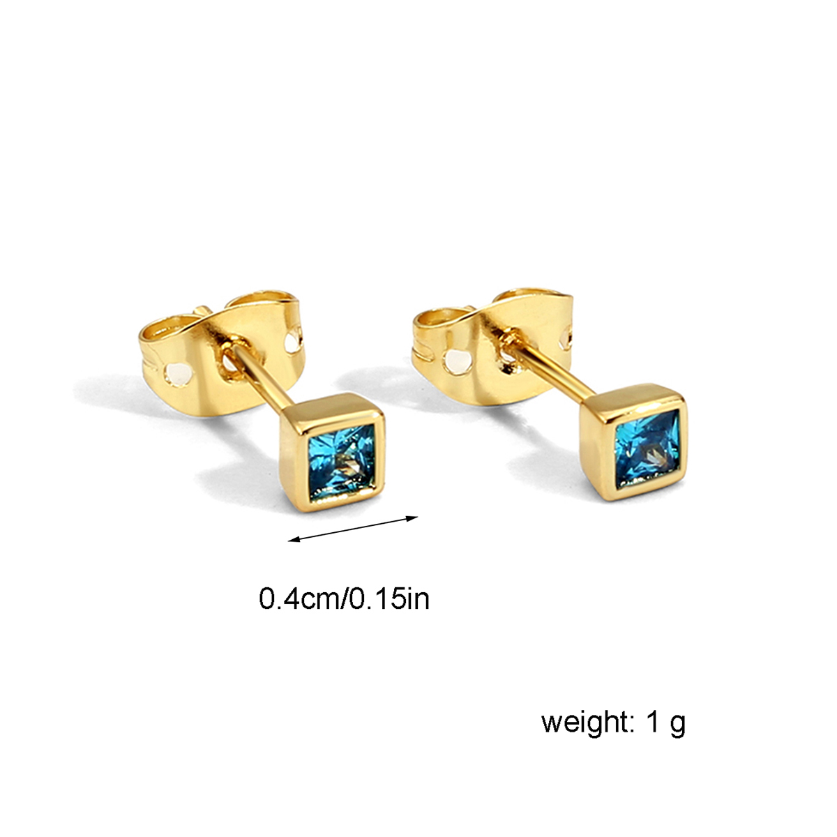 Handmade Geometric Stud Earrings For Women In Copper With 18K Real Gold Electroplated Finish And Rhinestone Inlay 9