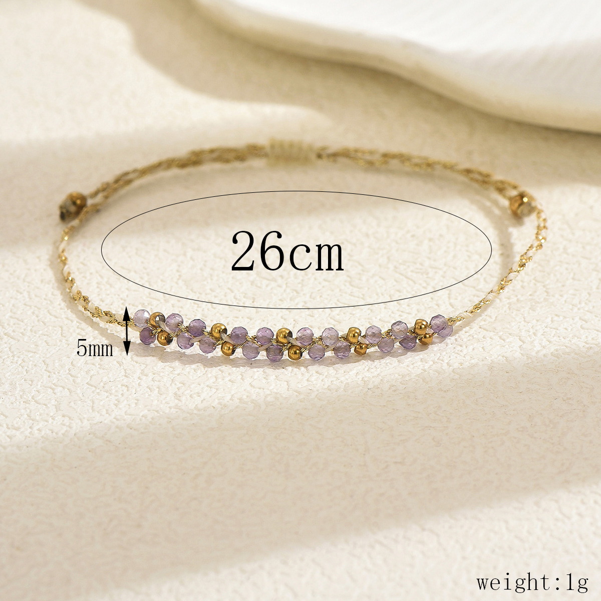 Handmade Golden Plated Wristband With Solid Color Natural Stone And 0.03µm Coating Thickness, Featuring Handmade Chain For Women 2