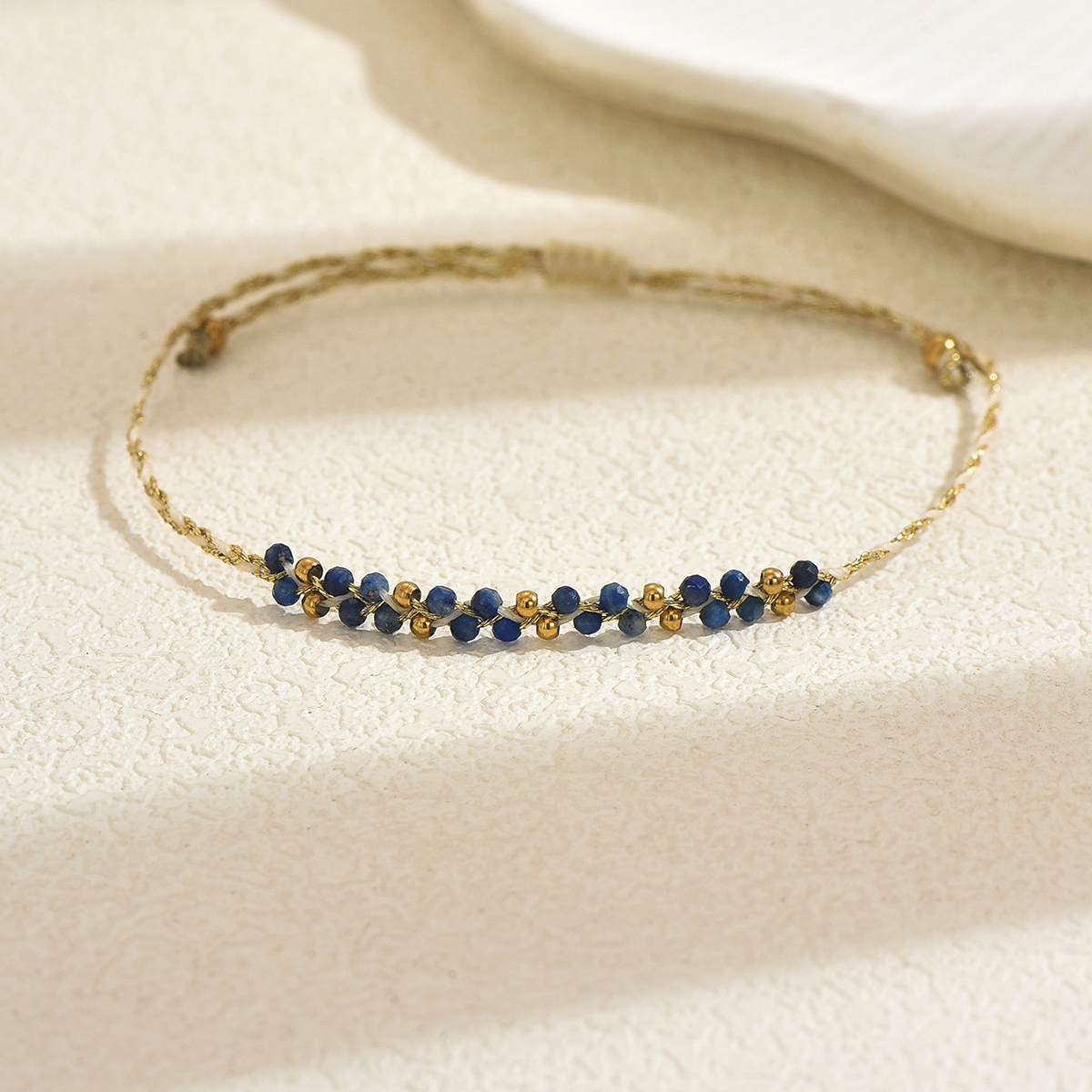 Handmade Golden Plated Wristband With Solid Color Natural Stone And 0.03µm Coating Thickness, Featuring Handmade Chain For Women 4