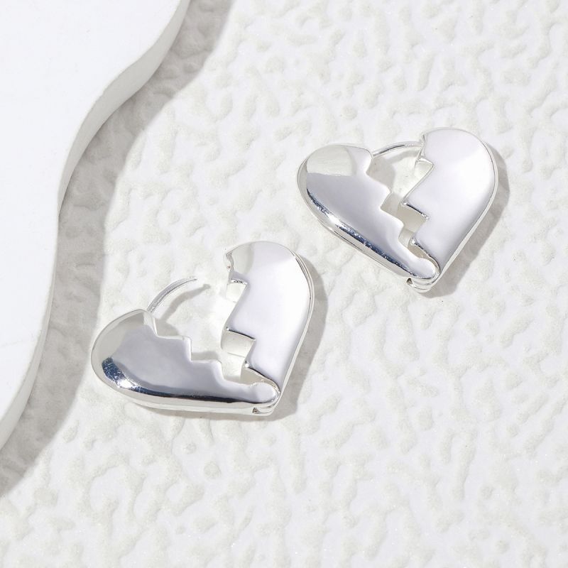 Handmade Heart Shape Stud Earrings For Women In Golden Plated Copper With Water Plating And 0.03µm-0.05µm Thickness 5