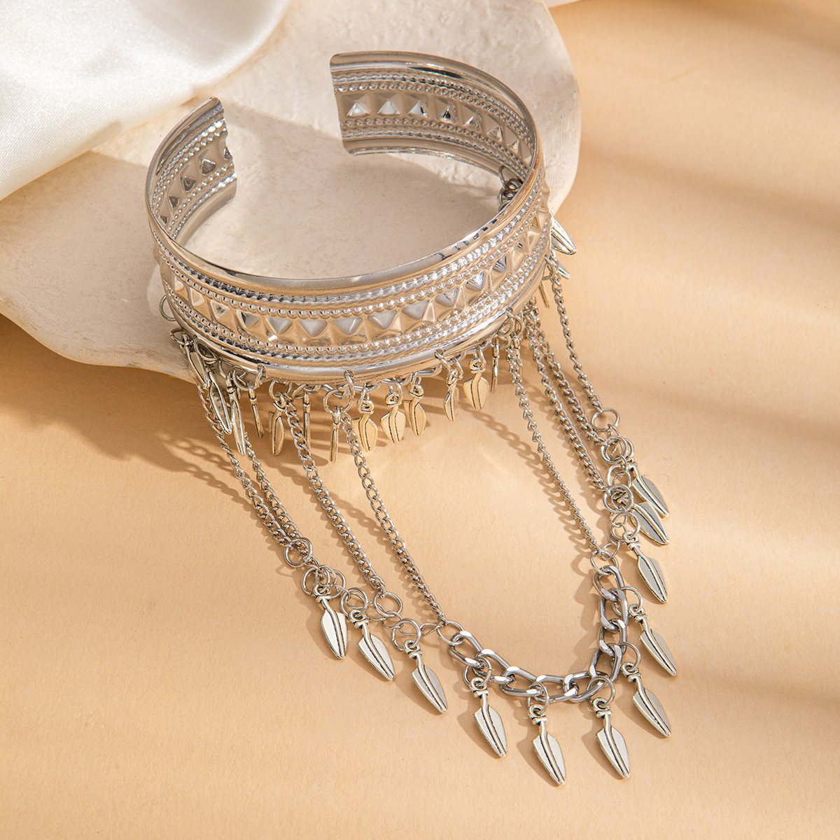 Handmade Leaf Wristband With Copper Chain Material For Women Featuring Iron Craft 2