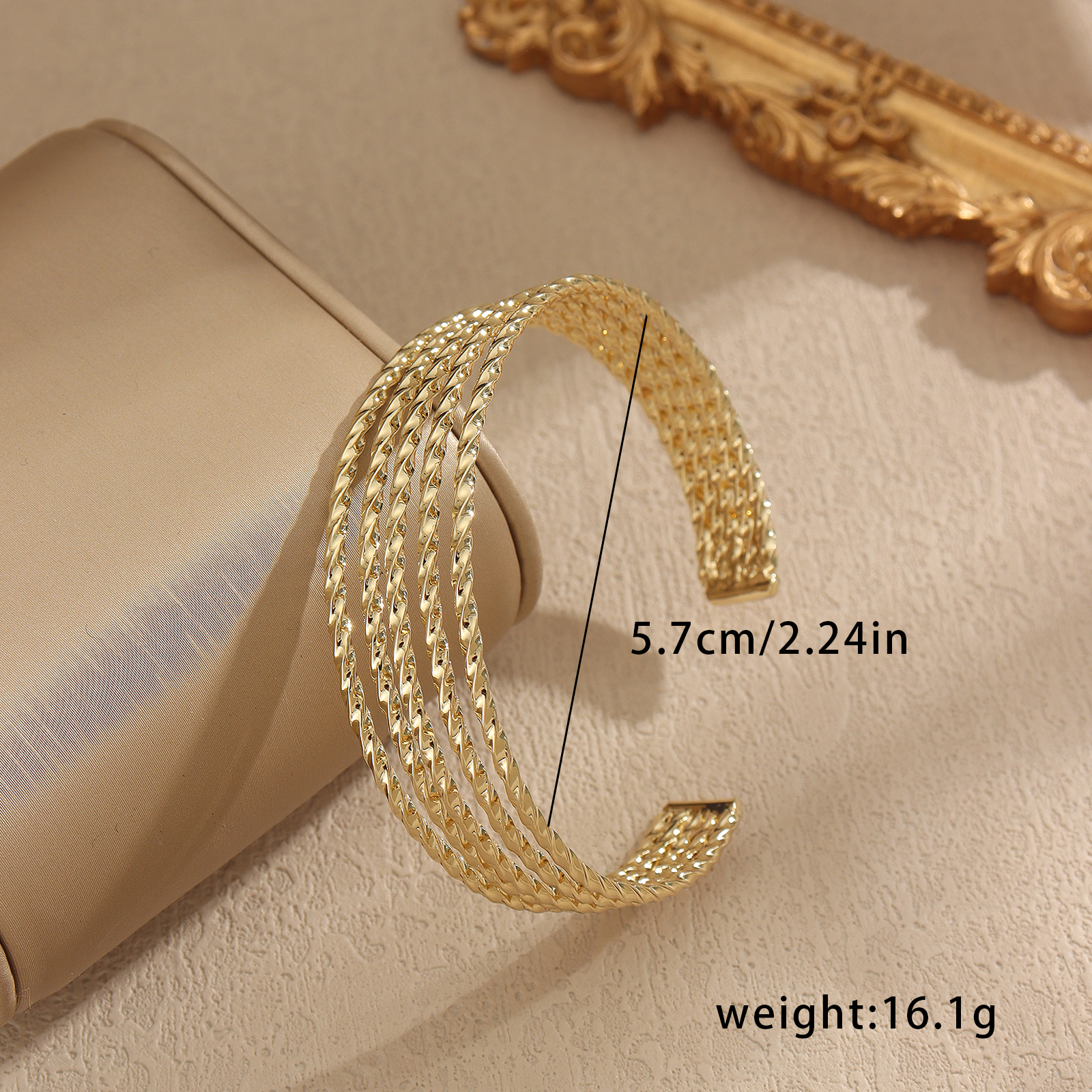 Handmade Lines Bangle For Women In Copper With Golden Plated Water Plating Process 5