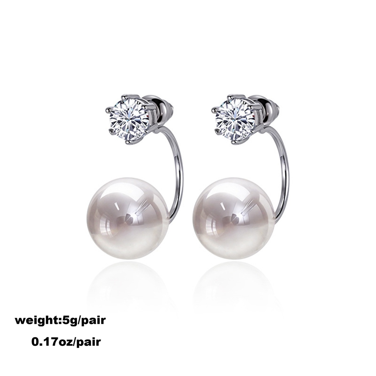 Handmade Pearl Stud Earrings In Copper With Zircon Inlay, 0.03µm Plating Thickness, Designed For Adults 6
