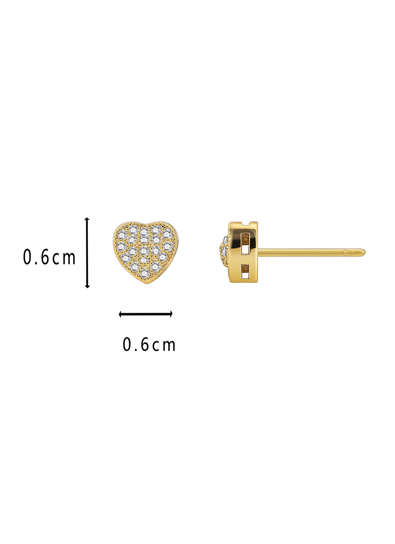 Handmade Pentagram Stud Earrings For Women In Copper With 18K Real Gold Plating And Rhinestone Inlay, Electroplated Finish 6
