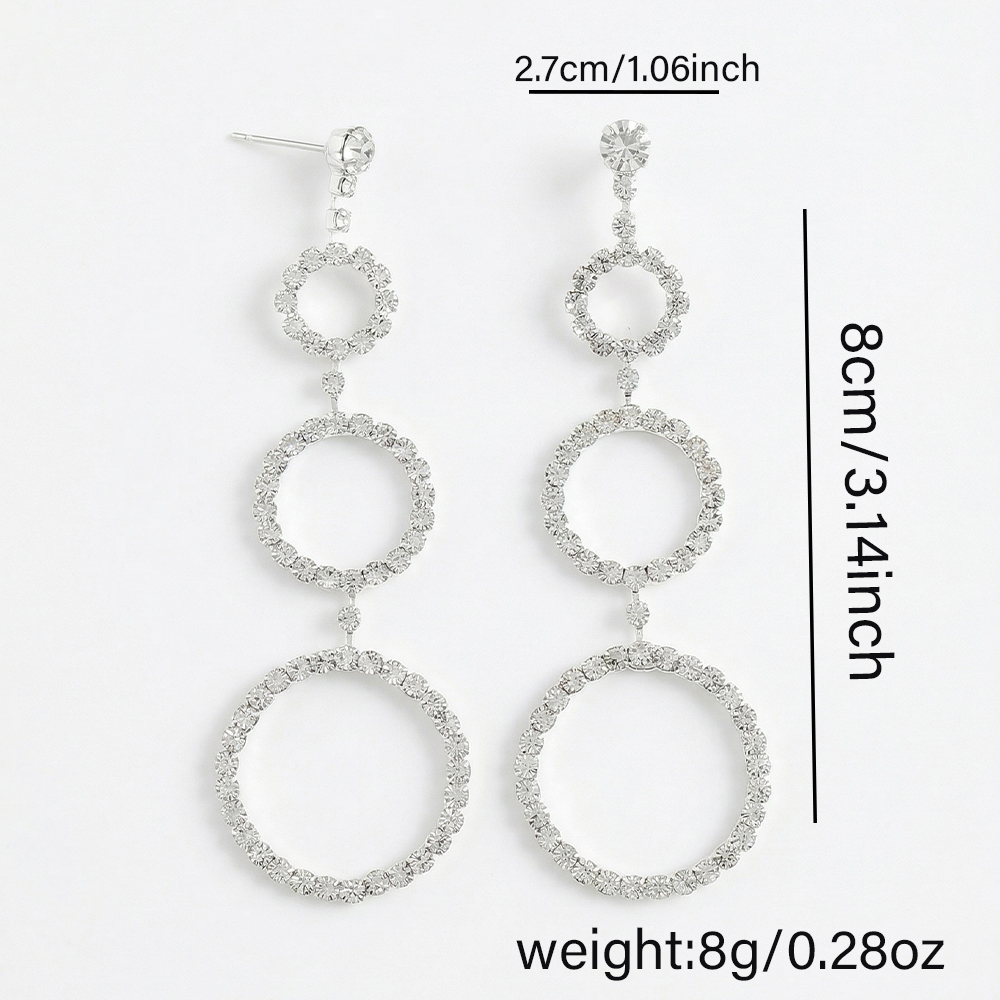Handmade Round Drop Earrings For Women With Copper Ear Pins And Rhinestone Inlay 6