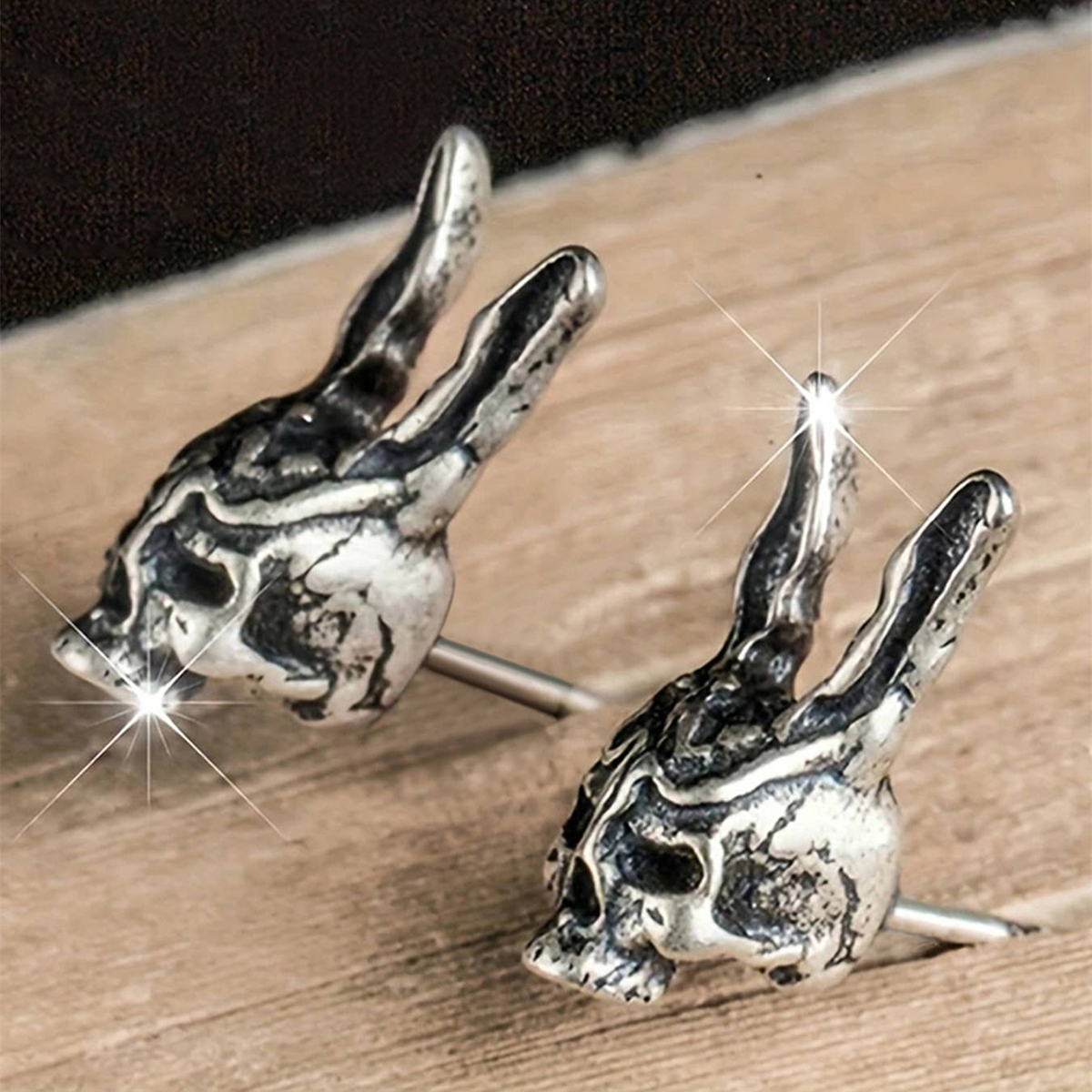 Handmade Skull Stud Earrings For Women In Copper With White K Water Plating And 0.03µm Thickness 3