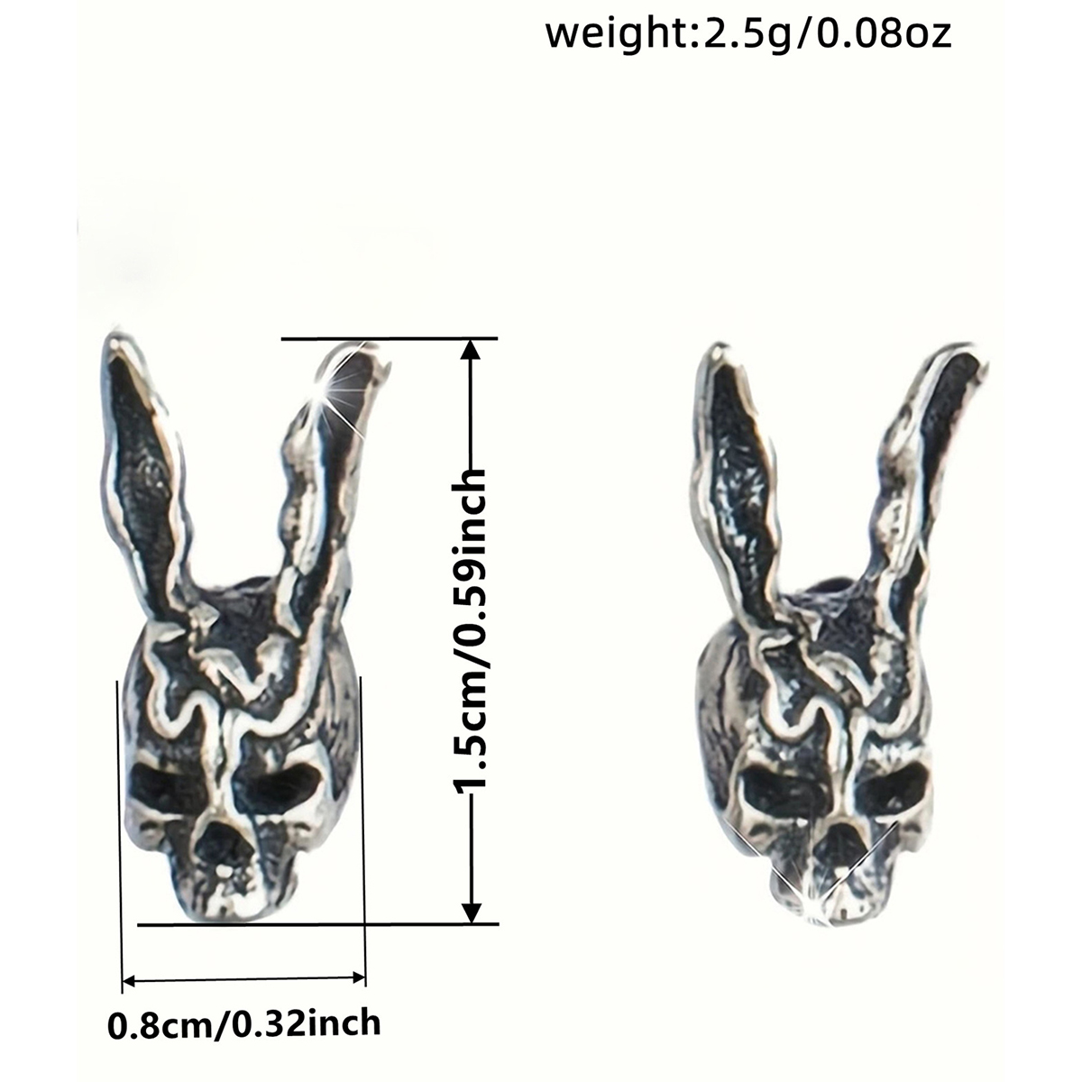 Handmade Skull Stud Earrings For Women In Copper With White K Water Plating And 0.03µm Thickness 4