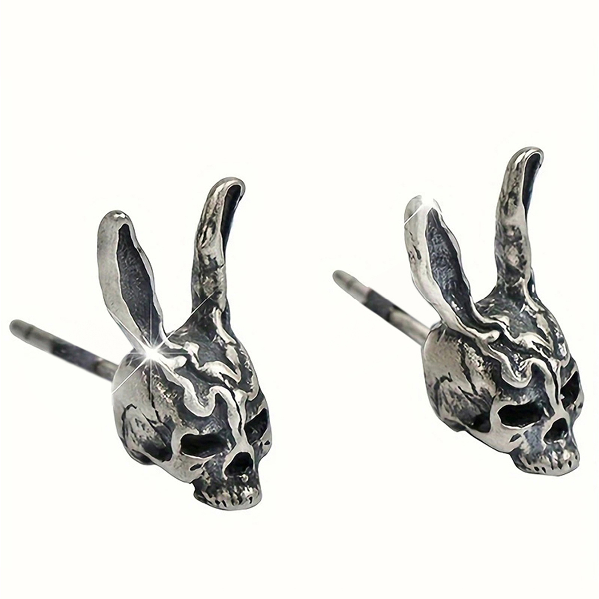 Handmade Skull Stud Earrings For Women In Copper With White K Water Plating And 0.03µm Thickness 6
