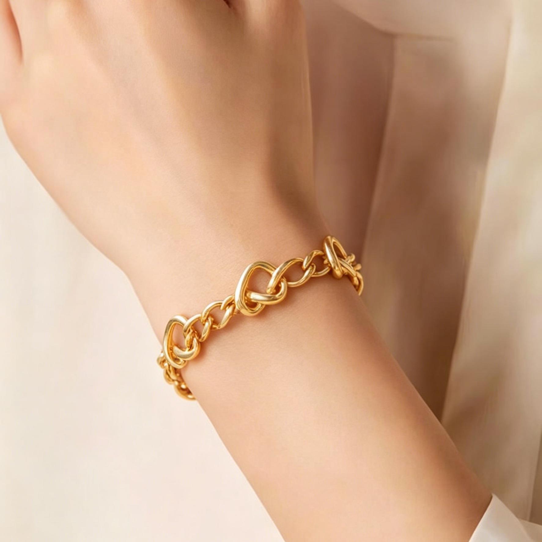 Handmade Solid Color Copper Bracelet For Women With 18K Real Gold Plated Water Plating And Handmade Chain