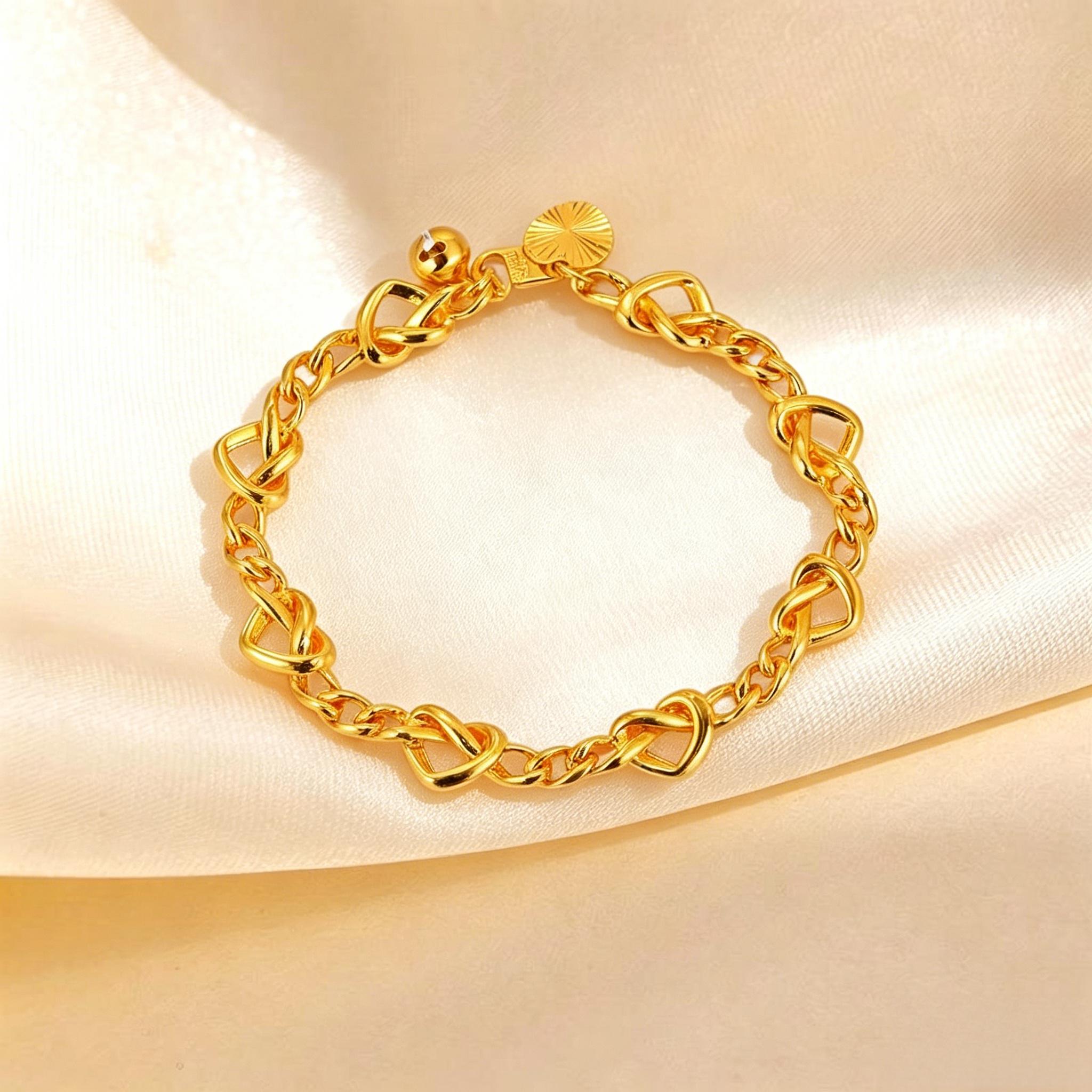 Handmade Solid Color Copper Bracelet For Women With 18K Real Gold Plated Water Plating And Handmade Chain 5