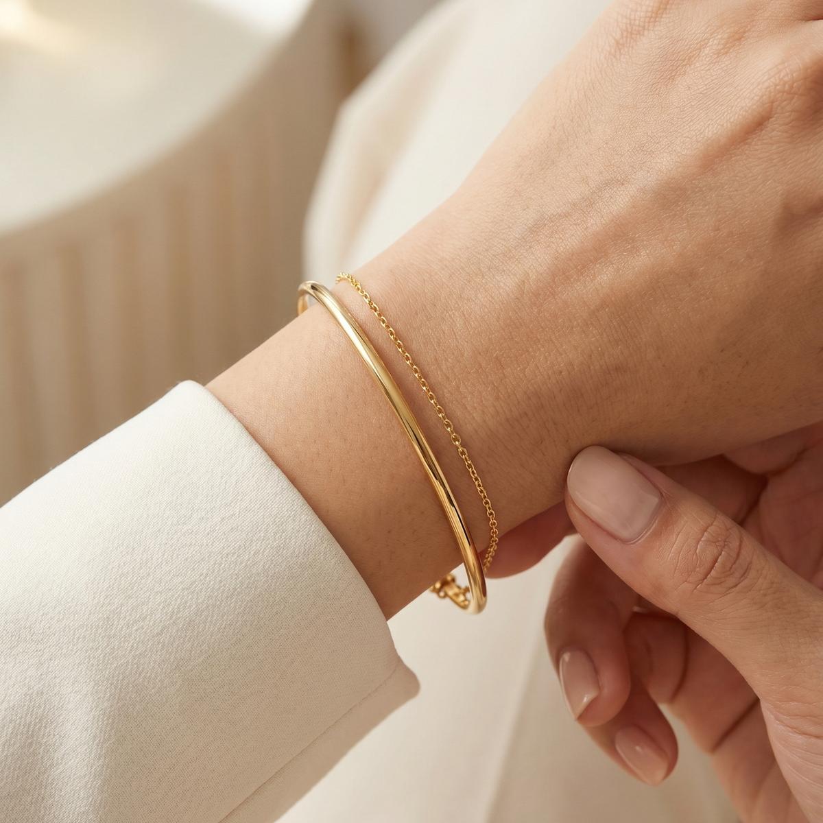Handmade Solid Color Copper Bracelet For Women With 18K Gold Plated Water Plating And Handmade Chain 3