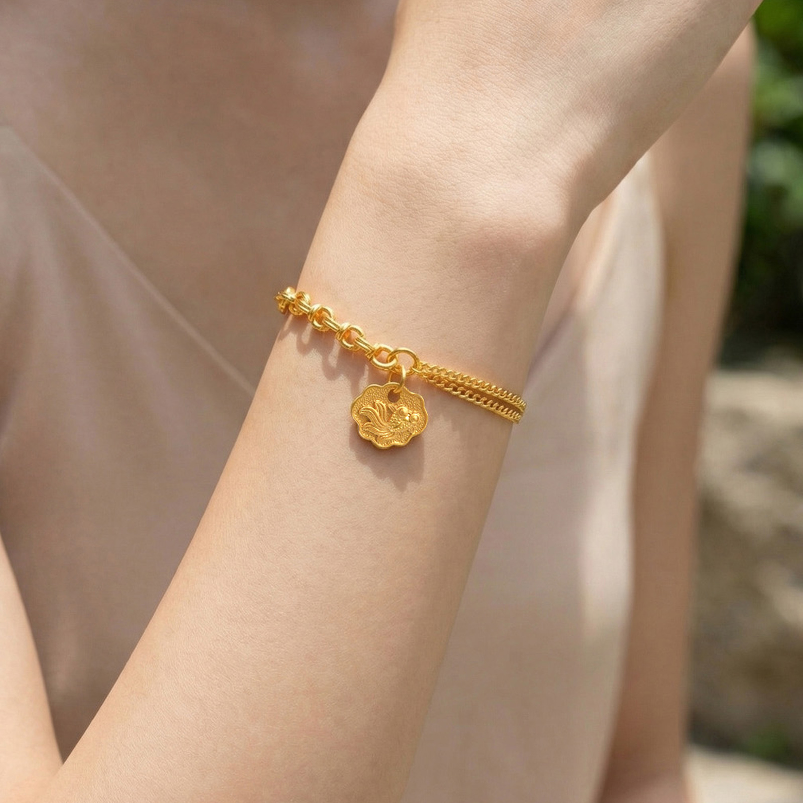 Handmade Solid Color Copper Bracelets For Women With 24K Real Gold Plated Water Plating And Handmade Chain