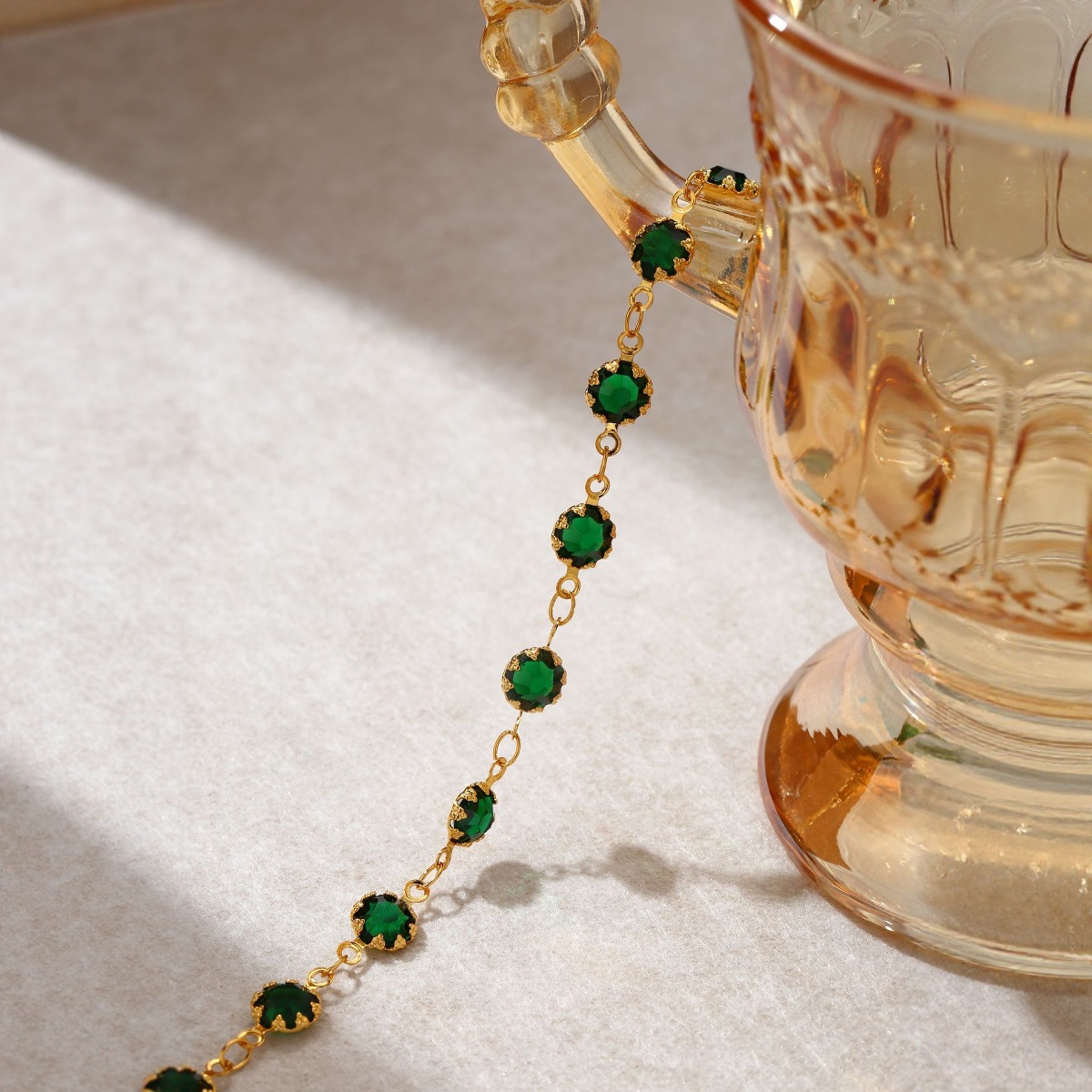Handmade Stainless Steel Necklace Bracelet Set Dreamy European Style Green Quartz Minimalist Elegant Fashion Jewelry For Women 4