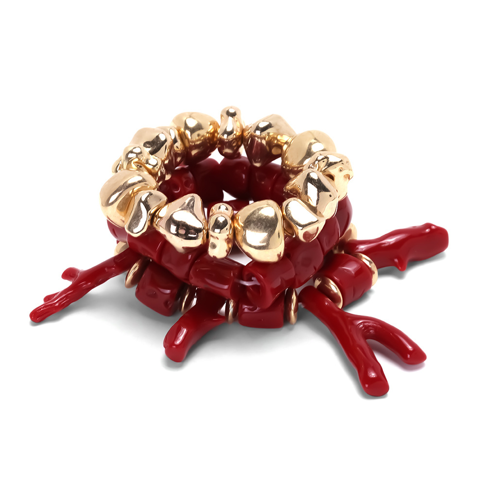 Handmade Tropical Coral Bracelets With Multicolor Resin Inlay, Crafted From Mixed Materials, Available As Bangles