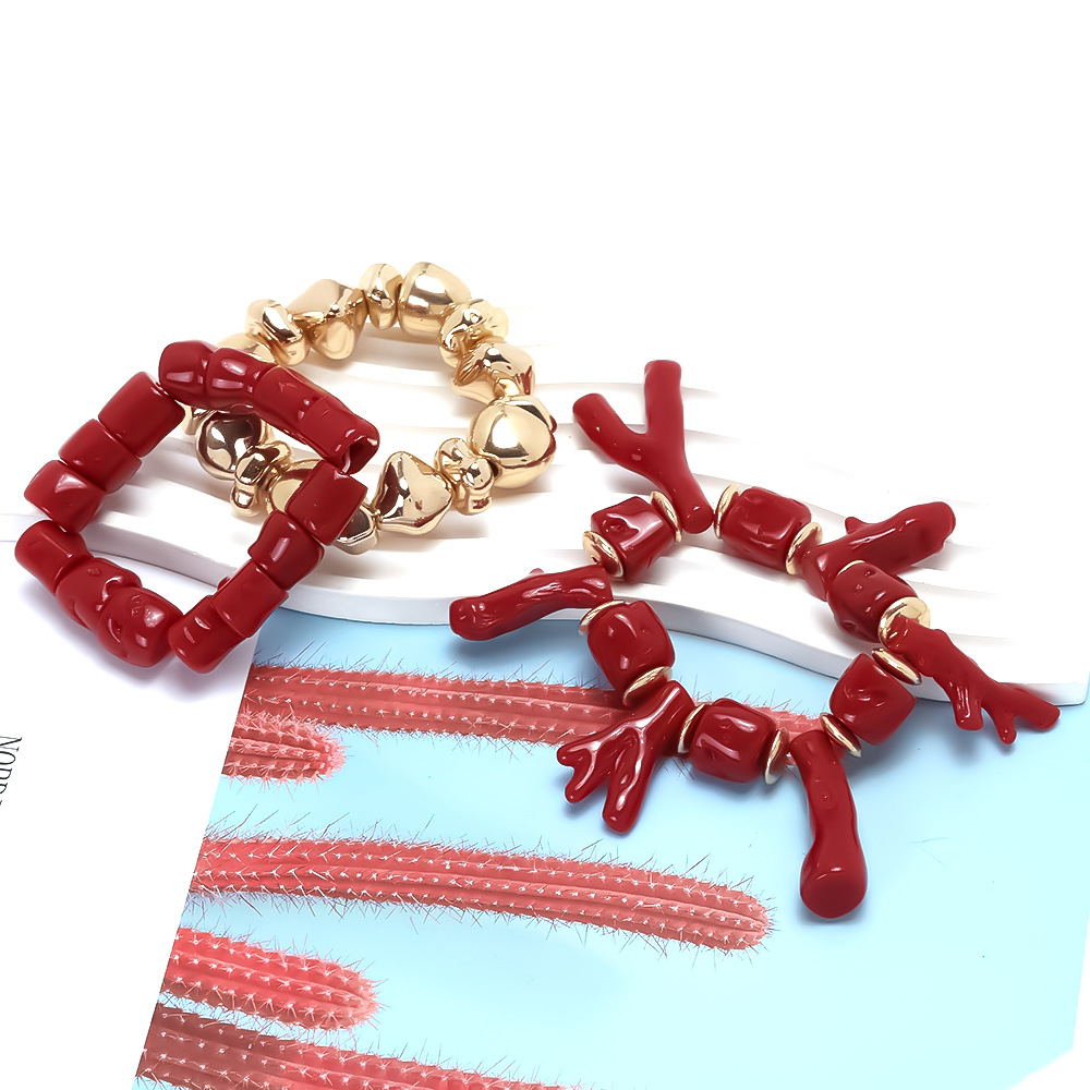 Handmade Tropical Coral Bracelets With Multicolor Resin Inlay, Crafted From Mixed Materials, Available As Bangles 3