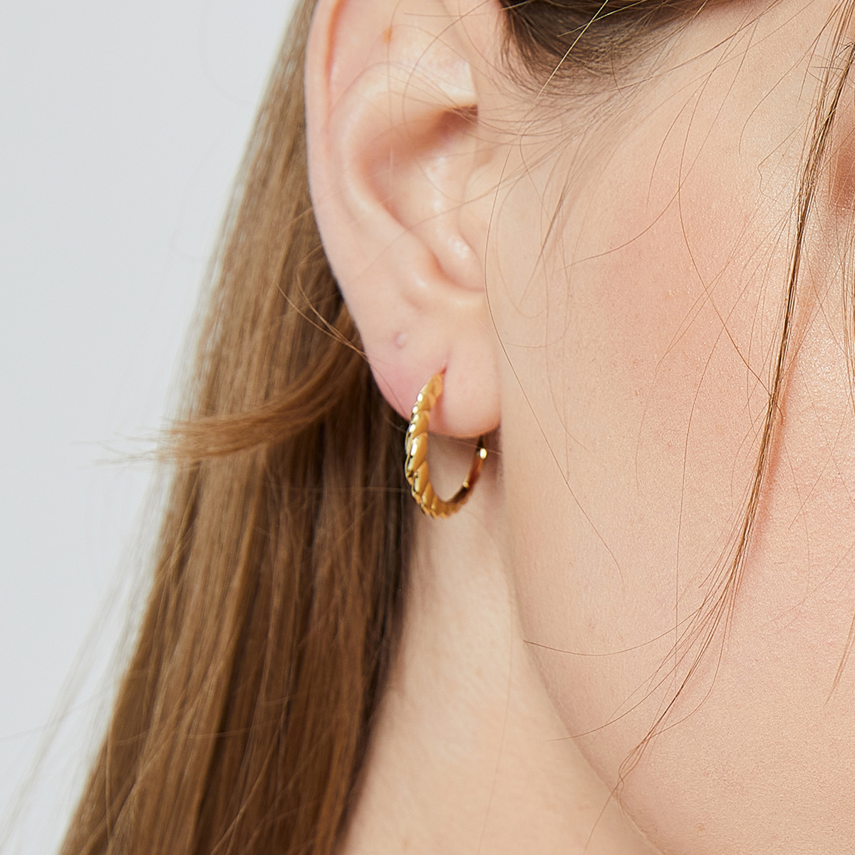 Handmade Twist Stud Earrings For Women In Copper With 18K Real Gold Electroplated Coating 0.03µm-0.05µm Thickness 2