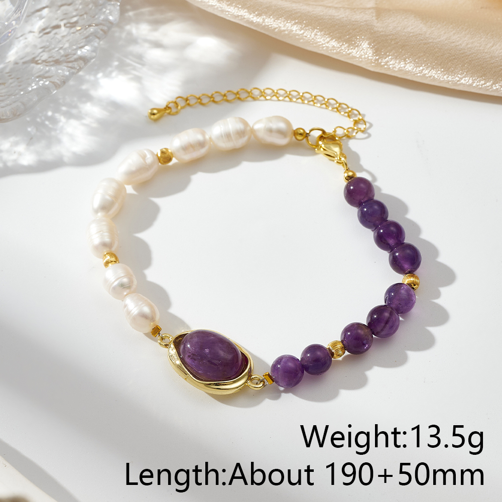Handmade Unisex Bracelet With Oval Freshwater Pearl, 18K Real Gold Plated Beaded Chain, 0.03µm Thickness 7