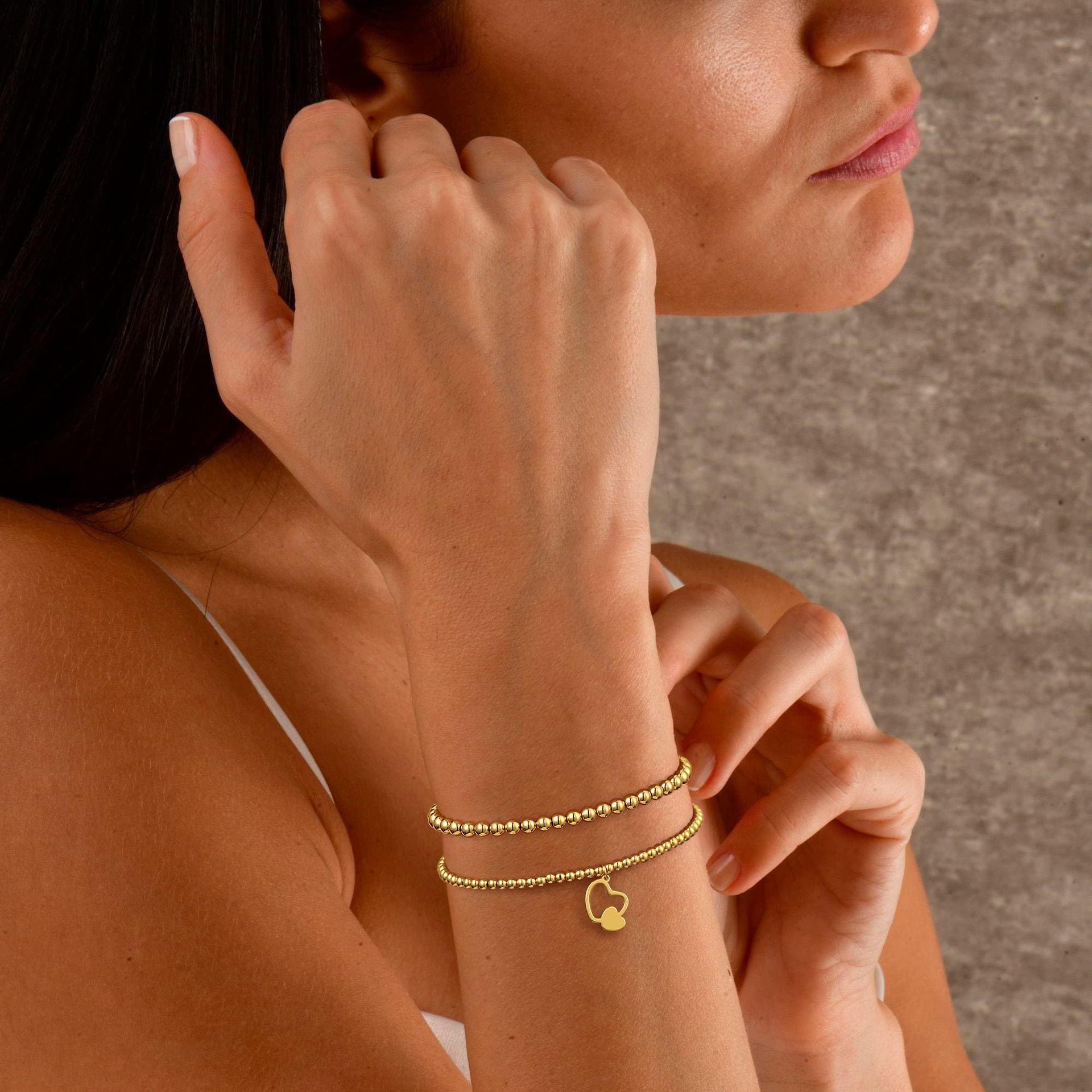 Heart Shape Beaded Bracelet For Women With Copper Paperclip Chain And Zircon Inlay 5