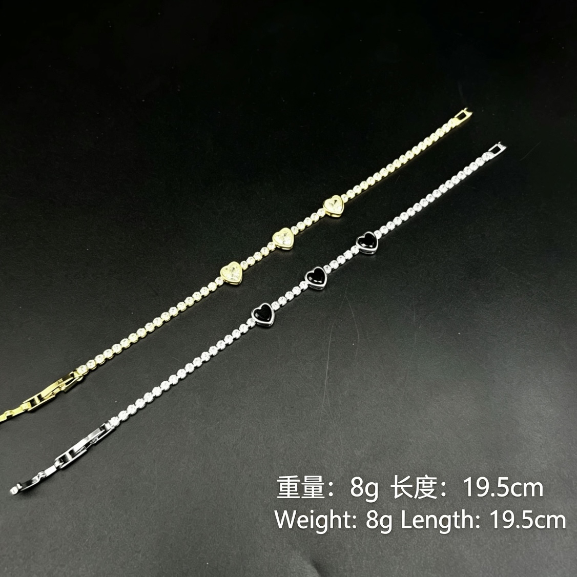 Heart Shape Bezel Setting Tennis Chain Bracelet For Women In Copper With Zircon Inlay And Water Plating Gold Finish 4