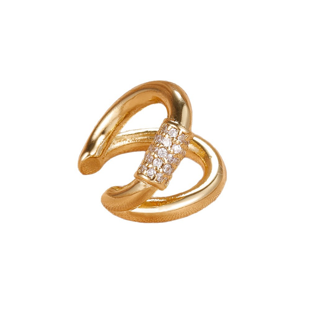 Heart Shape Clip Earrings For Women In Copper With Zircon Inlay And Bezel Setting, New Style 5