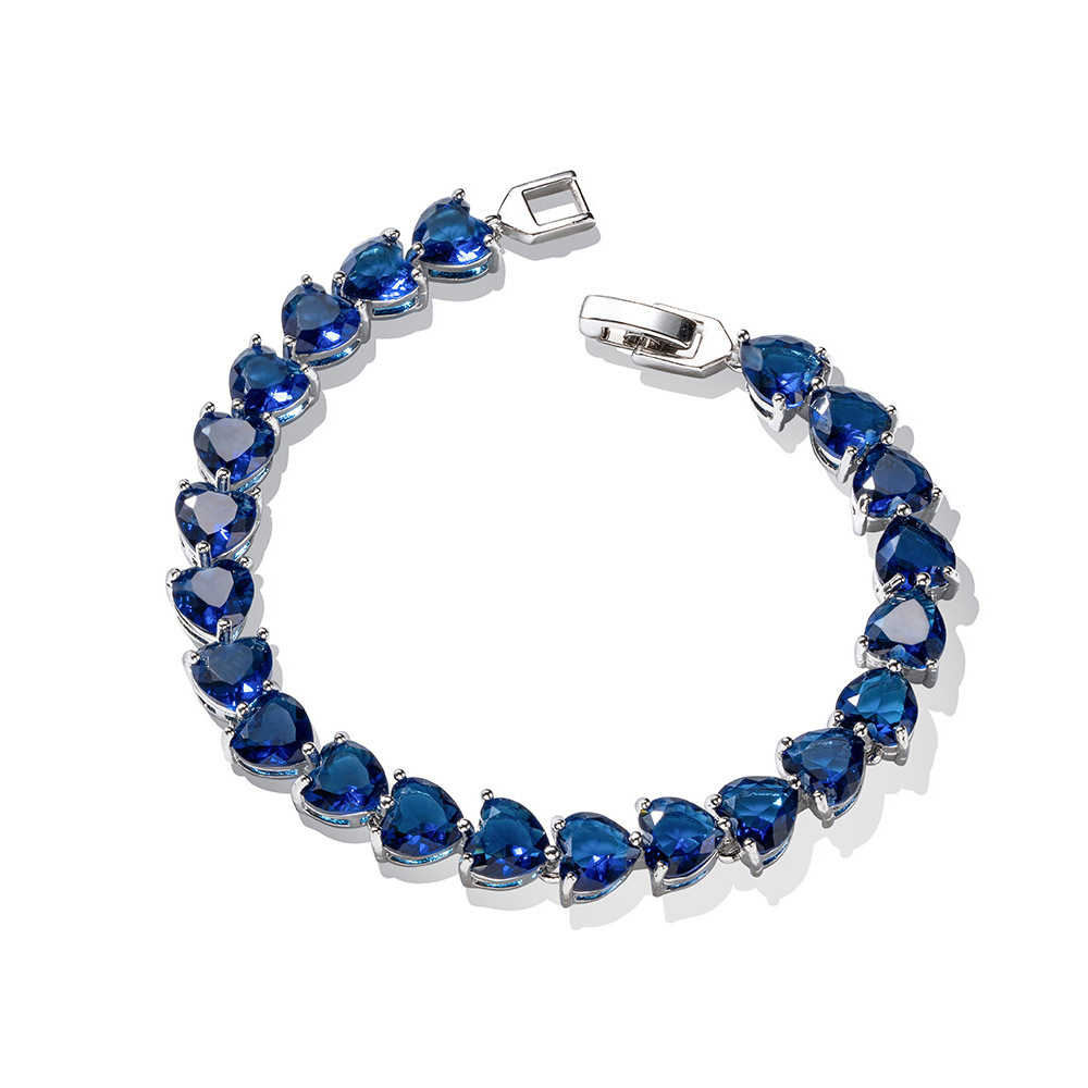Heart Shape Copper Bracelet For Women In Elegant Blue