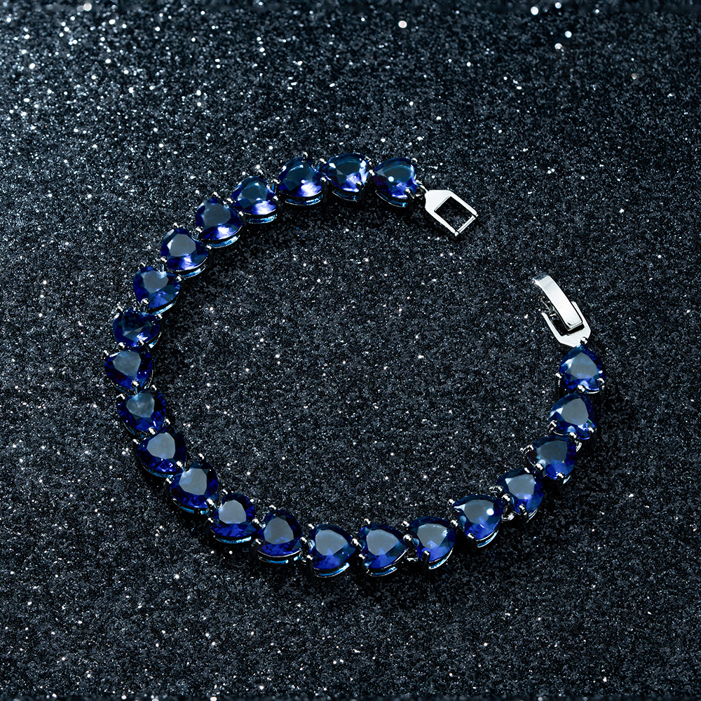 Heart Shape Copper Bracelet For Women In Elegant Blue 2